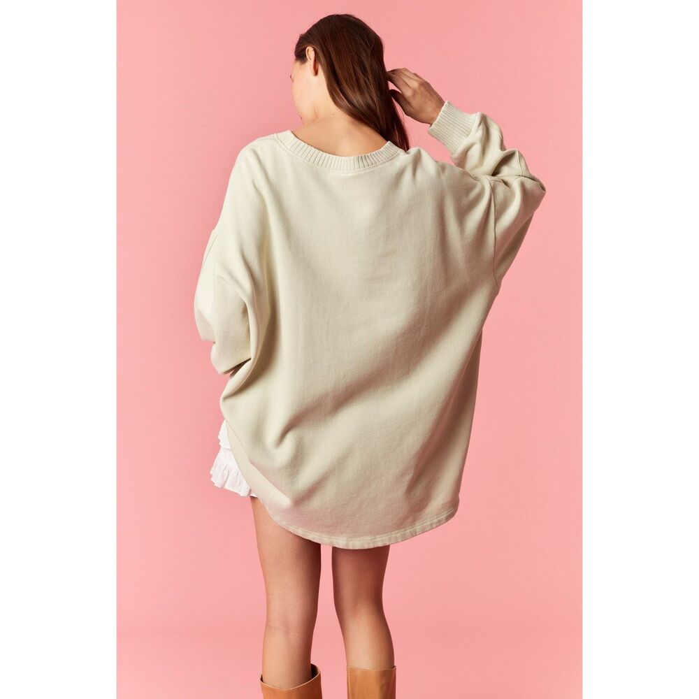 #2021. Peach Love CA Sage Oversized Cozy Mineral Wash Fleece French Terry Tunic - Picture 3 of 3